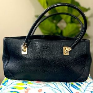 KATE SPADE Vintage Black Leather Purse w gold hardware, excellent condition!
